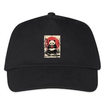 Panda with soup in bamboo forest - Kids’ Baseball Cap - black - Front