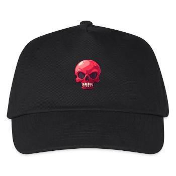 Sarcastic Red Cartoon Skull - Kids’ Baseball Cap - black - Front