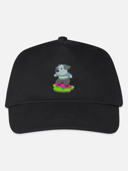 Hund Skater Skateboard - Kinder Basecap - Schwarz