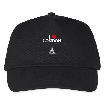 I Love London Eiffelturm Herz Flagge Paris Frankreich - Kinder Basecap - Schwarz - Vorne