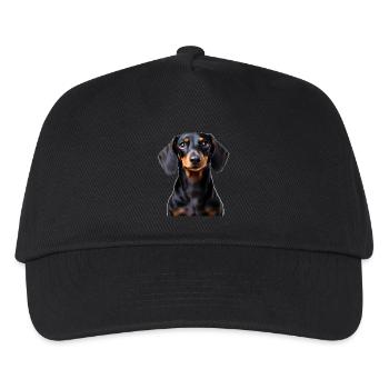 Dackel Hund schwarzbraun flauschig süß Hundeliebe - Kinder Basecap - Schwarz - Vorne