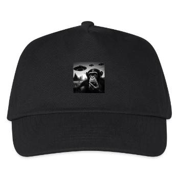 Schimpanse Affe Affe Lustiges Selfie mit UFOs Seltsames Alie - Kinder Basecap - Schwarz - Vorne