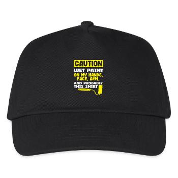 Achtung Maler Nasse Farbe Überall - Kinder Basecap - Schwarz - Vorne