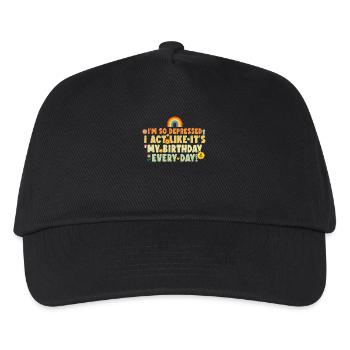 Ich Bin So Depressed, Ich Tue Als Wäre Jeder Tag - Kinder Basecap - Schwarz - Vorne