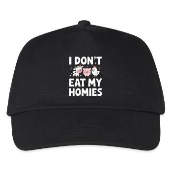 Vegetarisch Vegan Veggie Vegetarier - Kinder Basecap - Schwarz - Vorne