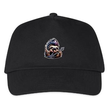 Faultier Rock and Roll Gitarrist - Kinder Basecap - Schwarz - Vorne