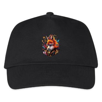 Lustiges Fuchs Fox Kunst Tier Natur Wildtier Tiere - Kinder Basecap - Schwarz - Vorne