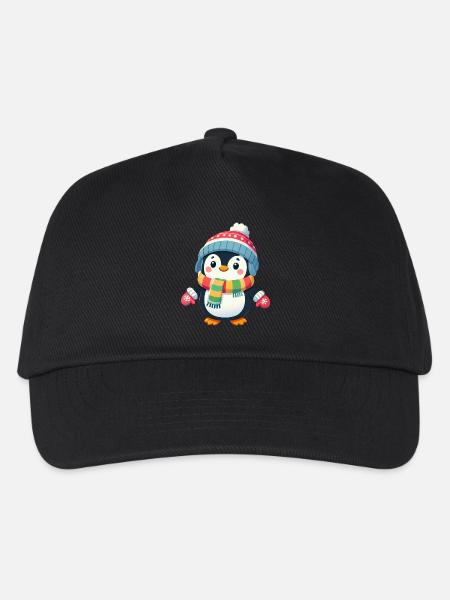 pinguin comic - Kinder Basecap - Schwarz