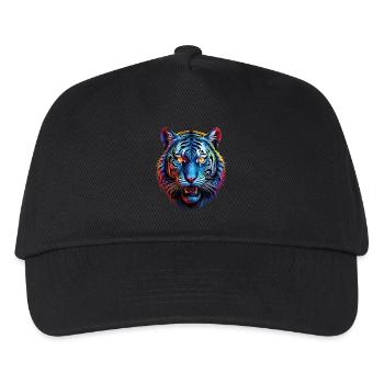 Lustiges Tiger Kunst Tier Natur Wildtier Tiere Zoo - Kinder Basecap - Schwarz - Vorne