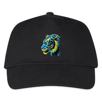 Lustiges Tiger Kunst Tier Natur Wildtier Tiere Zoo - Kinder Basecap - Schwarz - Vorne