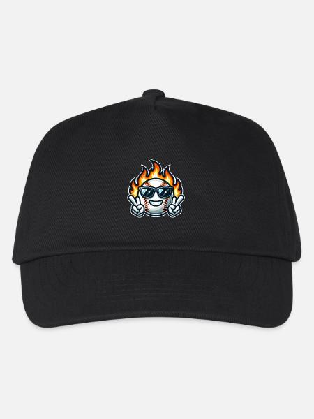 Baseball Flammen - Kinder Basecap - Schwarz