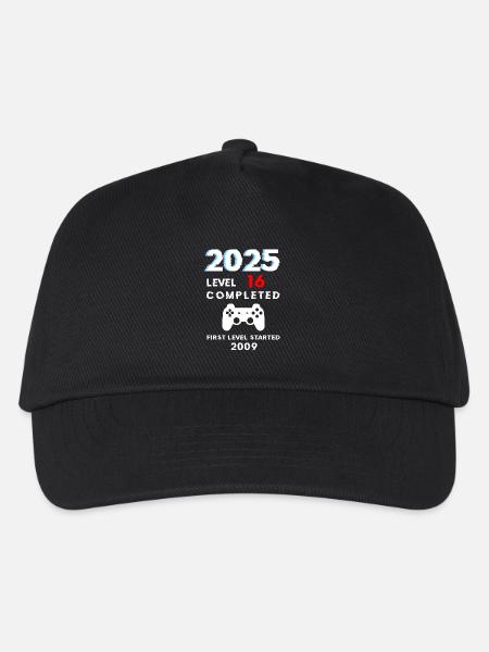 2025 Level 16 / 16. Geburtstag 2025 Gamer Geschenk - Kinder Basecap - Schwarz