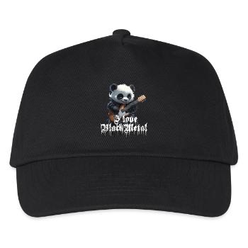 Lustiges Panda Black Metal Fun Design - Kinder Basecap - Schwarz - Vorne