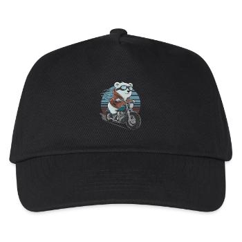 Bear on Motorcycle Adventure Retro Style - Kids’ Baseball Cap - black - Front