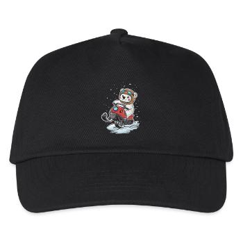 Cute polar bear on snowmobile - Kids’ Baseball Cap - black - Front