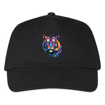 Lustiges Tiger Kunst Tier Natur Wildtier Tiere Zoo - Kinder Basecap - Schwarz - Vorne