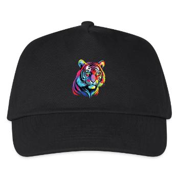 Lustiges Tiger Kunst Tier Natur Wildtier Tiere Zoo - Kinder Basecap - Schwarz - Vorne