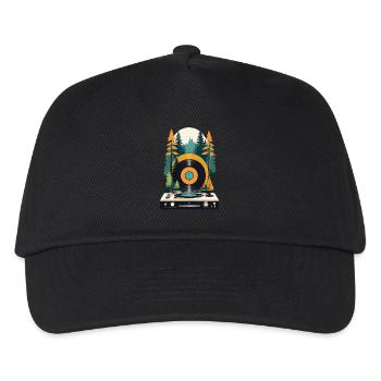 Retro Music Scene Turntable Forest Design - Kids’ Baseball Cap - black - Front