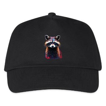 Waschbär Motiv Tier Tierliebhaber Kunst Kunstwerk - Kinder Basecap - Schwarz - Vorne