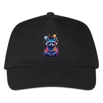 Waschbär Motiv Tier Tierliebhaber Kunst Kunstwerk - Kinder Basecap - Schwarz - Vorne
