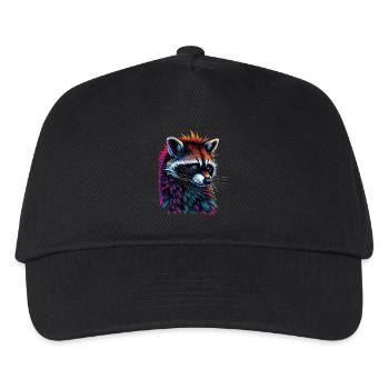 Waschbär Motiv Tier Tierliebhaber Kunst Kunstwerk - Kinder Basecap - Schwarz - Vorne