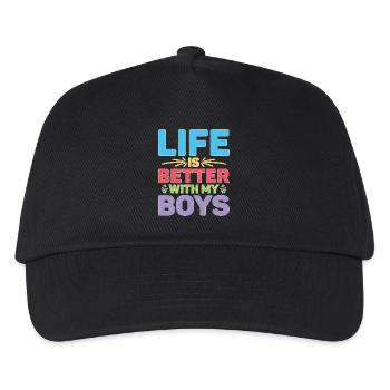 Life Is Better With My Boys 40 - Kinder Basecap - Schwarz - Vorne