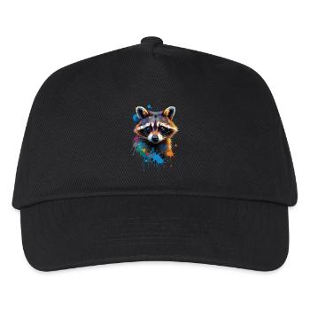 Waschbär Motiv Tier Tierliebhaber Kunst Kunstwerk - Kinder Basecap - Schwarz - Vorne