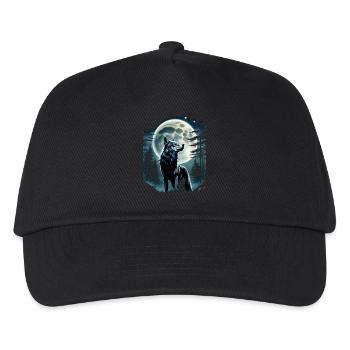 Wolf Liebhaber Wildtier Kunst Wolf Bunt Tier - Kinder Basecap - Schwarz - Vorne