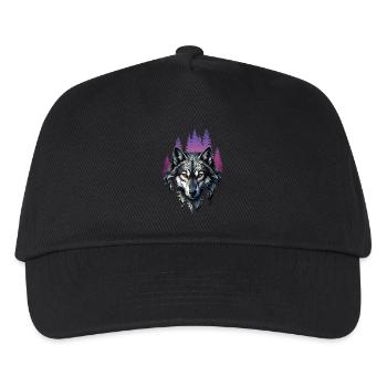 Wolf Liebhaber Wildtier Kunst Wolf Bunt Tier - Kinder Basecap - Schwarz - Vorne