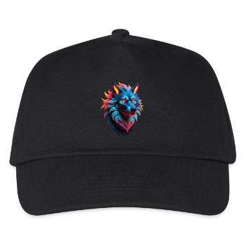 Wolf Liebhaber Wildtier Kunst Wolf Bunt Tier - Kinder Basecap - Schwarz - Vorne