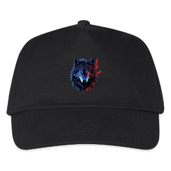 Wolf Liebhaber Wildtier Kunst Wolf Bunt Tier - Kinder Basecap - Schwarz - Vorne