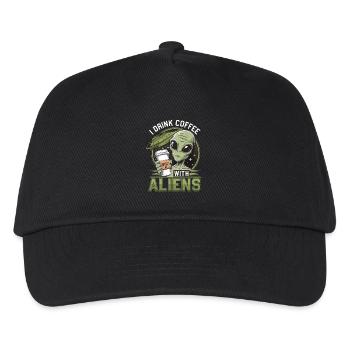 Witziges Ich trinke Kaffee mit Aliens - Kinder Basecap - Schwarz - Vorne