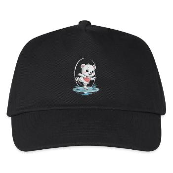 Niedlicher Eisbär Auf Schlittschuhen - Kinder Basecap - Schwarz - Vorne