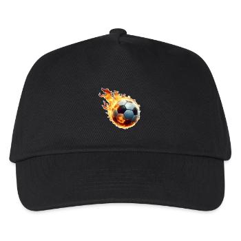 Fußball Flammen Ball - Kinder Basecap - Schwarz - Vorne