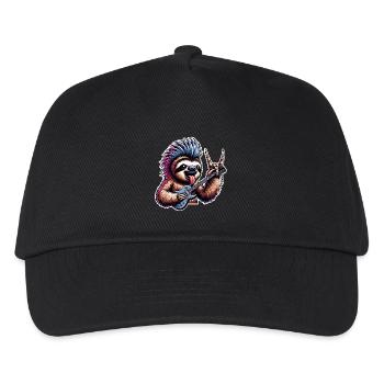 Faultier Rock and Roll Gitarrist - Kinder Basecap - Schwarz - Vorne