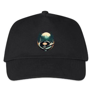 Musik Streetwear Outfit Plattenspieler Wald - Kinder Basecap - Schwarz - Vorne