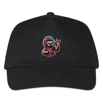 Faultier Rock and Roll Gitarrist - Kinder Basecap - Schwarz - Vorne