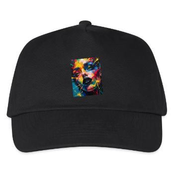 Buntes Frauenporträt mit Spritzern - Kinder Basecap - Schwarz - Vorne