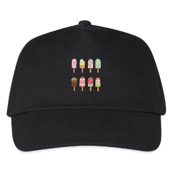 Eiscreme Outfit Softeis Karneval Kostüm Eis - Kinder Basecap - Schwarz - Vorne