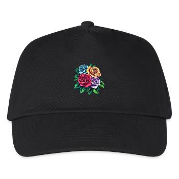 Rosen Bunt Blumen - Kinder Basecap - Schwarz - Vorne