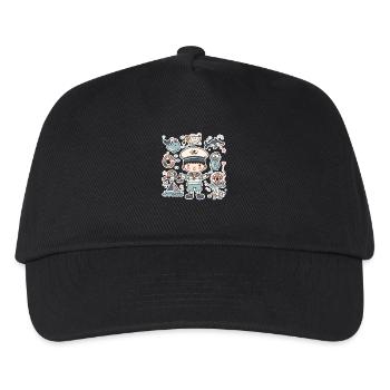 Kleiner Seemann Cartoon Look - Kinder Basecap - Schwarz - Vorne