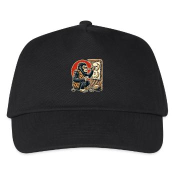 Homme des cavernes gorille peignant bananes - Casquette de baseball Enfant - noir - Devant