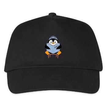 Cute penguin with book 'Antarctica: A Penguin - Kids’ Baseball Cap - black - Front