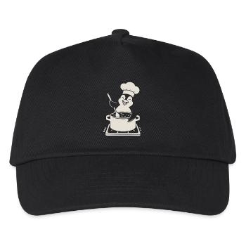 Cheerful penguin chef chef at the stove - Kids’ Baseball Cap - black - Front
