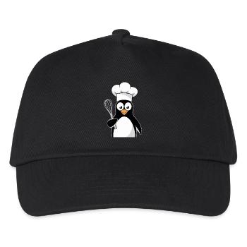 Pinguin Koch Mit Schneebesen Motiv - Kinder Basecap - Schwarz - Vorne