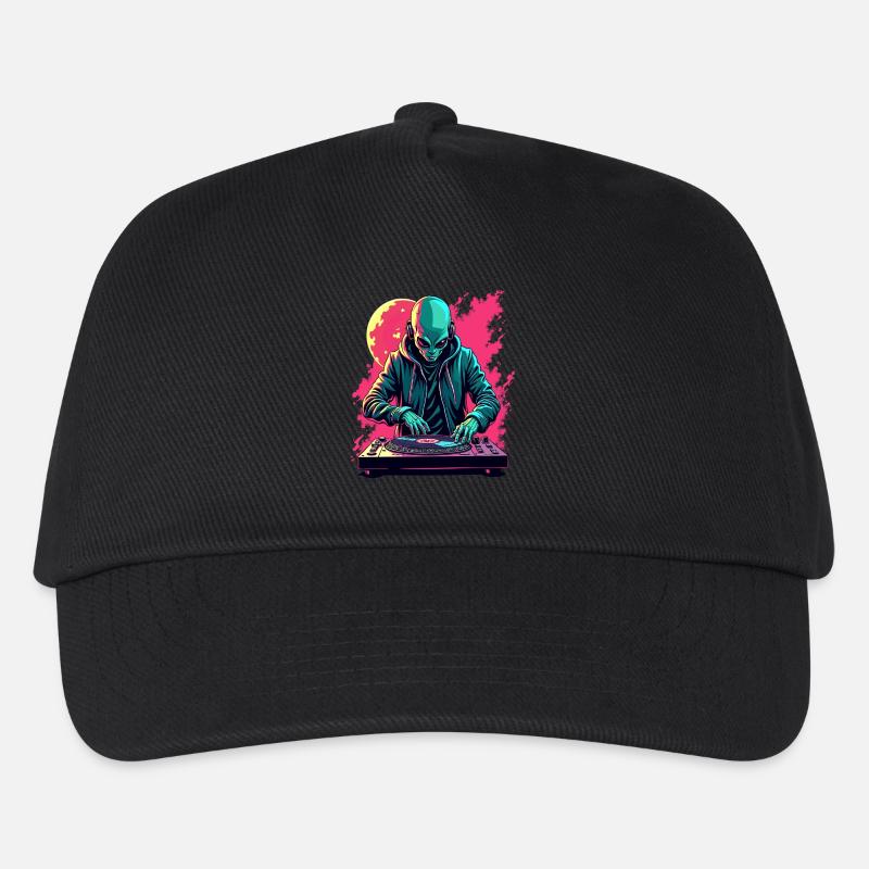 Alien Ausserirdischer DJ Musik - Kinder Basecap - Schwarz