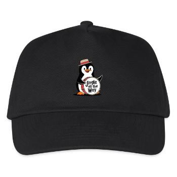 Pinguin Mit Trommel Jingle All The Way - Kinder Basecap - Schwarz - Vorne