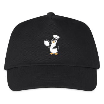 Pinguin Koch Mit Pfanne Lustiges Motiv - Kinder Basecap - Schwarz - Vorne