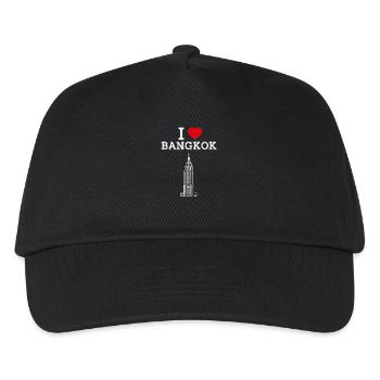 I Love Bangkok Empire Cool Thailand Staatsflagge Wortspiel - Kinder Basecap - Schwarz - Vorne
