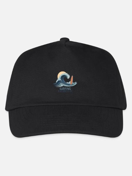 Surfing is My Wave of Life – Surfer & Ozean - Kinder Basecap - Schwarz